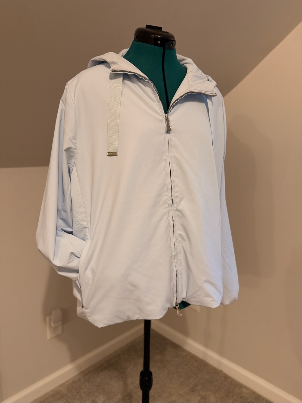 Peter Millar Pale Blue Hooded Bomber Jacket